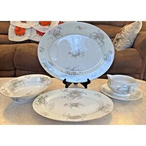 Theodore Haviland Apple Blossom Lot Gravy Boat Veg Bowl (2) Meat Platters NY